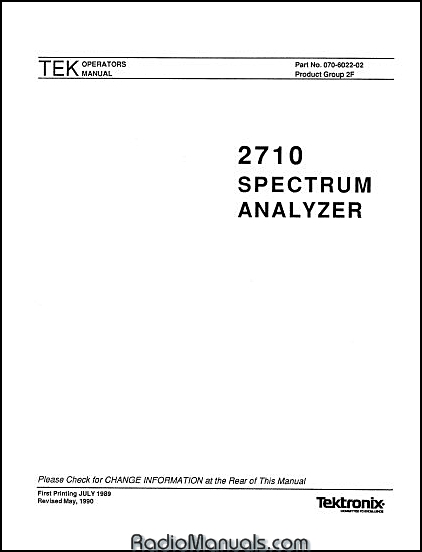 Tektronix 2710 Operators Manual